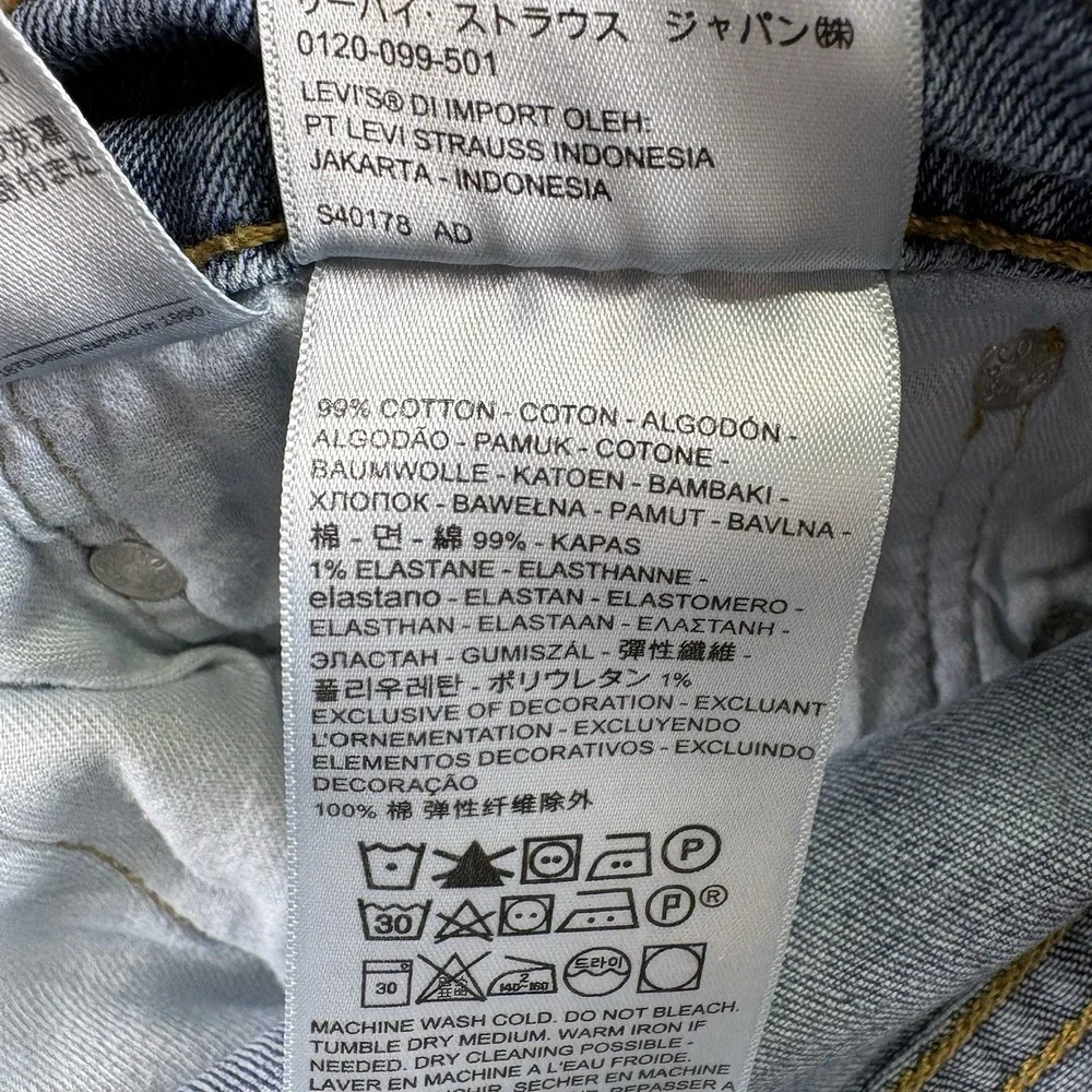 Levi's 501 Men's Jeans W38 L34 Light Wash Blue Denim Straight Leg Stretch